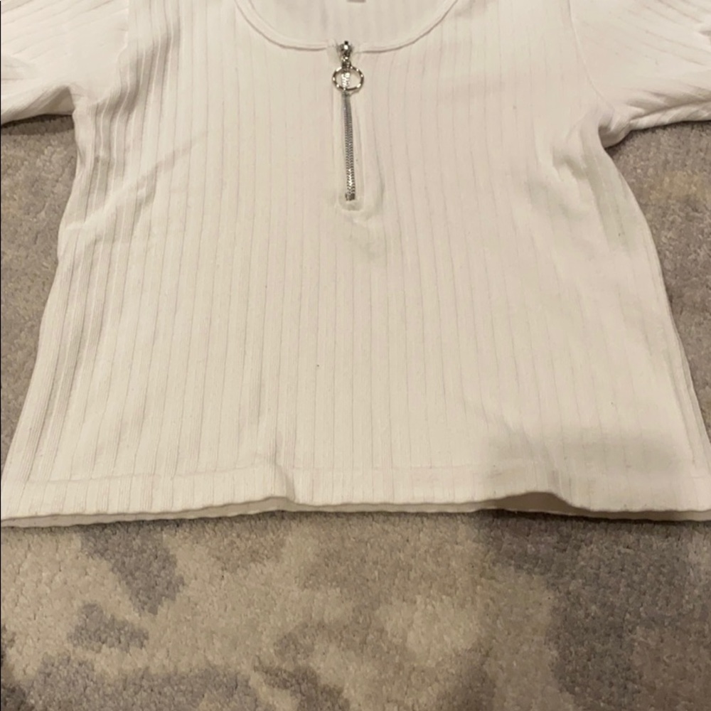 White Ribbed Crop Top - Picture 4 of 5